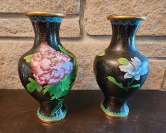 2 MATCHING CLOISONNE VASES