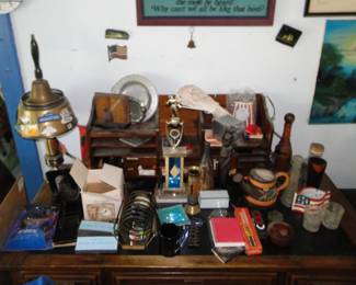 Office Desk loaded with memorabilia
