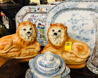 Circa 1900 or if Staffordshire reclining Lions.