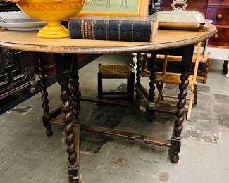 Barley Twist oak gateleg table, ca 1935.
