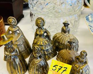 Lot of old figural brass bells.