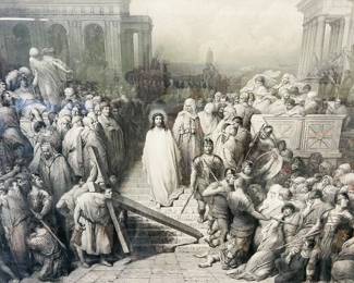 Very large beautiful engraving of Christ, ca 1880.