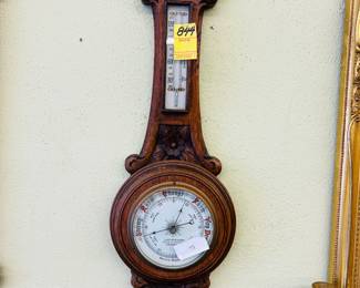 Edwardian oak carved barometer, ca1910.