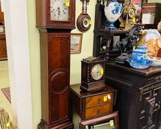 Unusual mahogany grandmother clock.