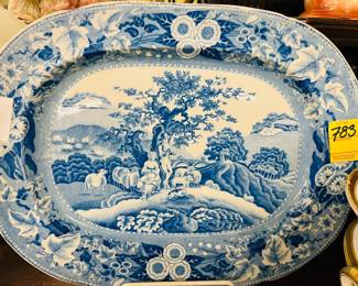 19th Century blue and white ironstone platter.