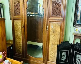 Beautiful Edwardian walnut wardrobe.