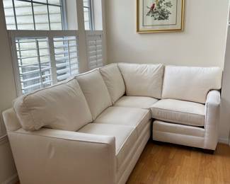 Huntington House Upholstered White Sofa (LAF Sofa - 92"W x 32" Back Height x 38"D, RAF Chair - 30"W x 32" Back Height x 38"D)