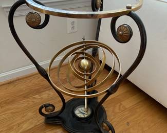 Armillary Sphere & Compass Glass Top Table (23"D x 28"H)