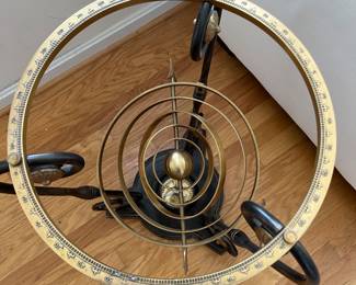 Armillary Sphere & Compass Glass Top Table (23"D x 28"H)