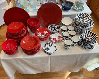 Collection of Red & Animal Print Table Service