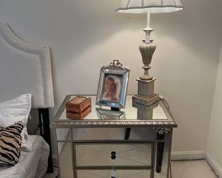 2 Drawer Mirrored End Table (28"W x 18"D x 27-1/2"H)