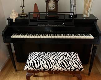 Cable Upright Piano with Zebra Print Bench