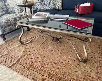 Designer Metal & Beveled Glass Top Coffee Table