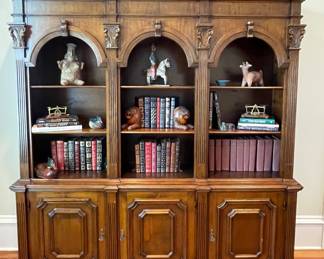 Gorgeous Neo Classical Style Carved Break Front Book Case