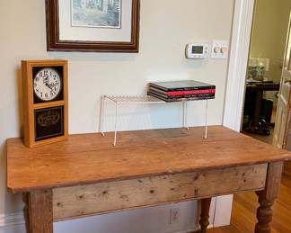 Antique 2 Plank Pitch Pine Farm Table -19th Century