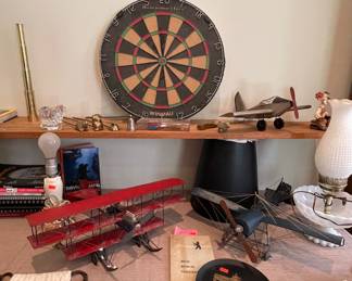 Vintage Abercrombie & Fitch Winmau Bristle Dartboard, Vintage Metal Model Airplanes