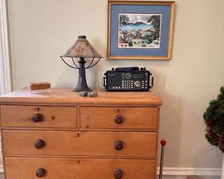 Vintage Pine Chest of Drawers, Grundig Satellit 750 AM/FM Radio