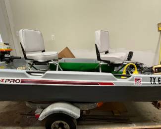 2005 8’6” Coleman Ram-X Pro 2 Person Boat with a Tanaka 300 Outboard Motor and Minn Kota Trolling Motor on a 1989 Sear Boat Trailer…..Garage Kept