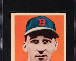 Warren Spahn - 1948 Leaf Card - This the Rookie Card for the record holder for most wins by a left handed pitcher - 363 Wins and 2 No-Hitters - $1,295.00