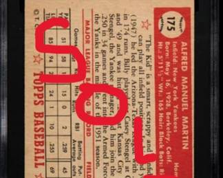 Billy Martin 1952 Topps SGC 4 343 Back Sold