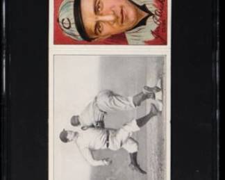 Frank Chance Beats out a Hit - 1912 Hassan Triple Folder with Chicago Cubs Hall of Fame First Baseman Frank Chance - Twice a World Series Champion - The  card has been authenticated by SGC. The card is a higher graded card getting a SGC 5. Only 66 of these cards have been authenticated by SGC and only 6 have been graded SGC 5 and only 5 have been graded higher. - $349.00