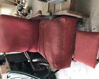 Antique farmhouse rocker with foot stool