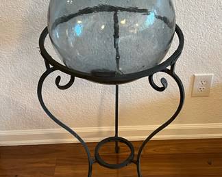 Assortment of Gazing Balls with Stands - Blue Glass, Multicolored Mosaic, Gray Glass