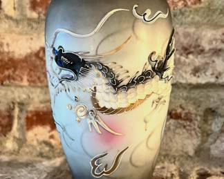 Hand Painted Moriage Vase with Dragon Design