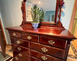 Cherry Chippendale Style Dresser with Mirror