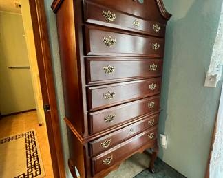 Cherry Queen Anne High Boy Dresser