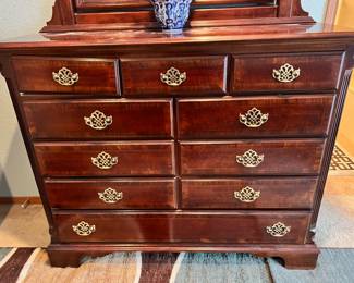 Cherry Chippendale Style Dresser with Mirror
