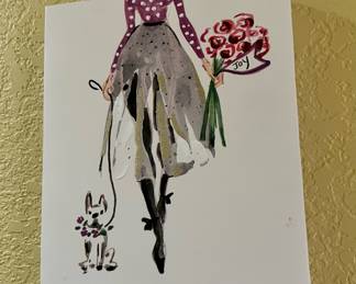 Painting Print of Woman Walking Dog "Joy"