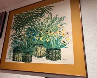 Mid Century Fern Garden Lithograph Print by Ida Pellei