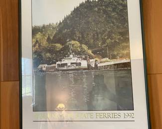 Framed 1992 Washington State Ferries Poster by Alex Young