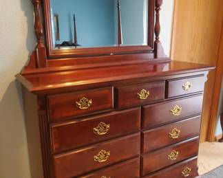 Cherry Chippendale Style Dresser with Mirror