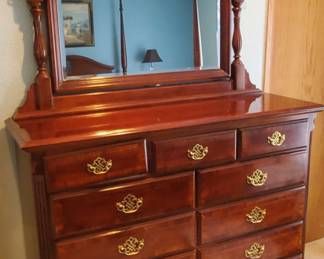 Cherry Chippendale Style Dresser with Mirror