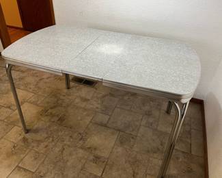 1950'a Gray/White Formica Top/Chrome Leg Dining Table