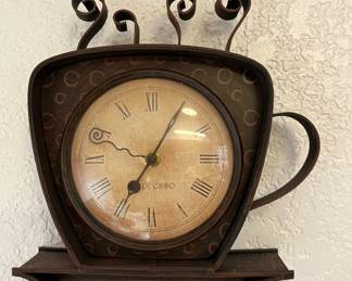 Wall Hanging Metal Espresso Coffee Cup Clock