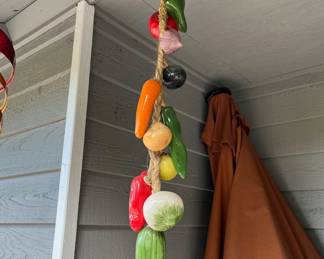 Ceramic Vegetables On A Rope Hanging Decor