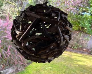 Wood Sphere Hanging Decor