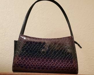 Dark Purple Faux Snakeskin Purse