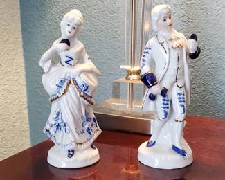 Cobalt Blue/White Colonial Lady & Gentleman