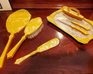 Golden Bakelite Vanity Set