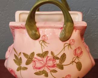 Pink/Floral Ceramic Purse Planter