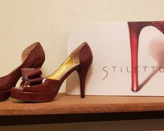 Burgundy Peep Toe High Heels