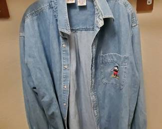 Size Large Disney Store - Mickey Mouse Denim Button Up Shirt