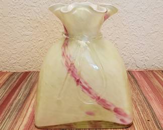 Blown Glass Tied Bag Designed Vase