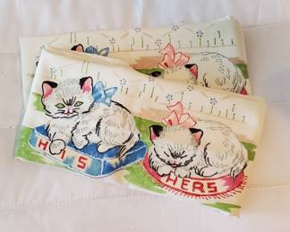 2 His/Hers Kitten Pillow Cases