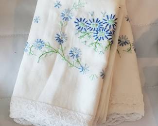 Assortment of Floral Design Embroidered Pillowcases