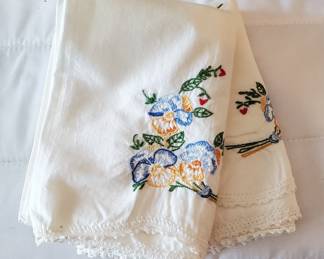 Assortment of Floral Design Embroidered Pillowcases